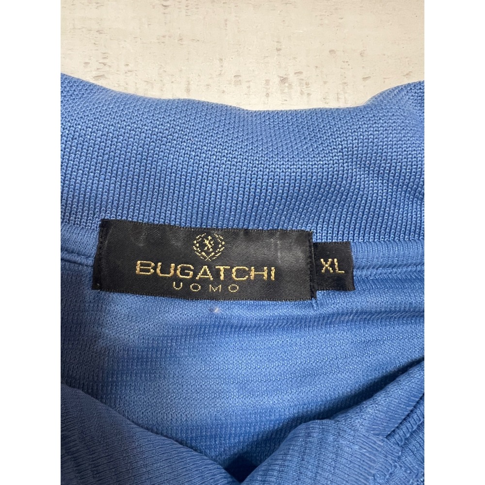 Bugatchi Uomo Mens XL Blue Long Sleeve Polo Shirt Modal Blend Ribbed Knit Top - Picture 5 of 6
